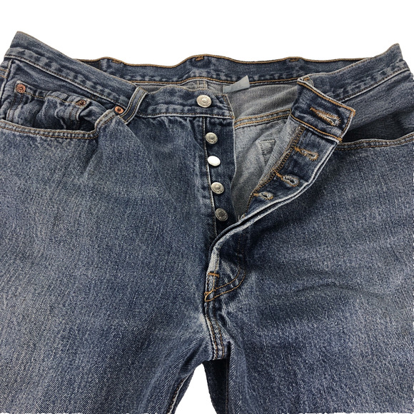 Vintage Levis 501 Jeans Men's 38x34 Straight Leg Button Fly Distressed 90s Denim - Picture 2 of 11